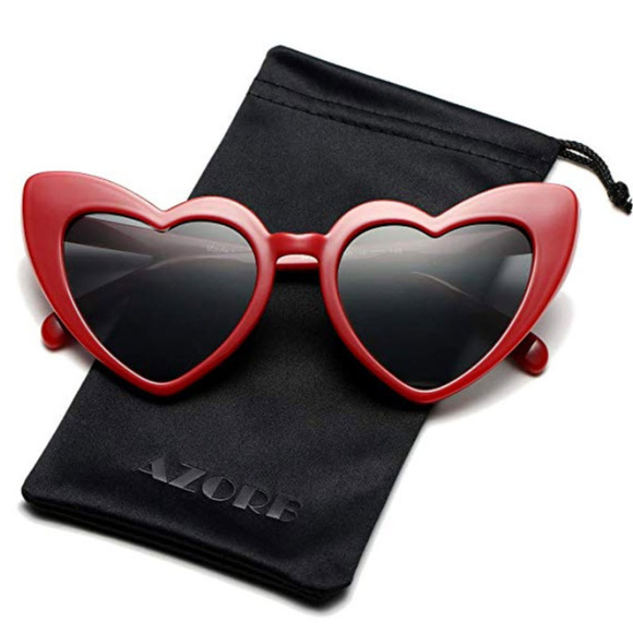 Red Heart frame Retro Lolita sunglasses - Picture 4 of 8